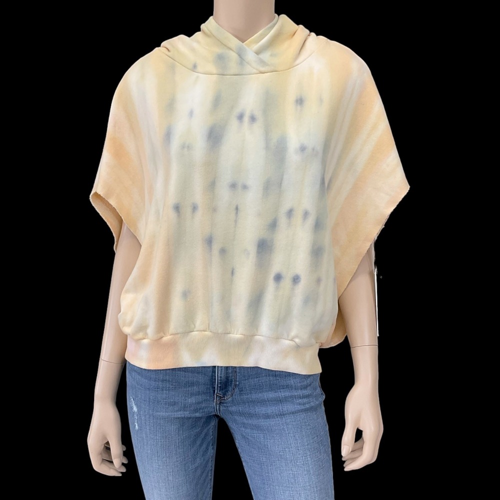 Young Fabulous & Broke Sweatshirt Women Large Orange Sleeveless Hood Tie Dye NWT - Picture 10 of 12